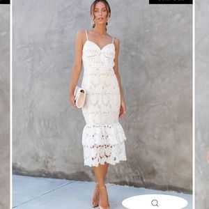 FOREVER IN MY HEART CROCHET LACE SEQUIN MIDI DRESS